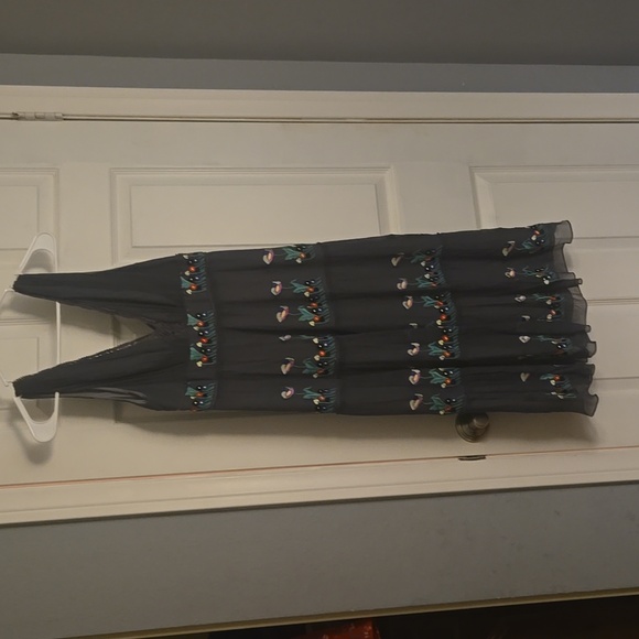 Vintage style dark gray linen embroidered - Picture 1 of 4